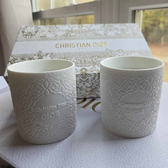 Dior White Embossed 2-Piece Candle Set in Decorative Box - Picture 1 of 6